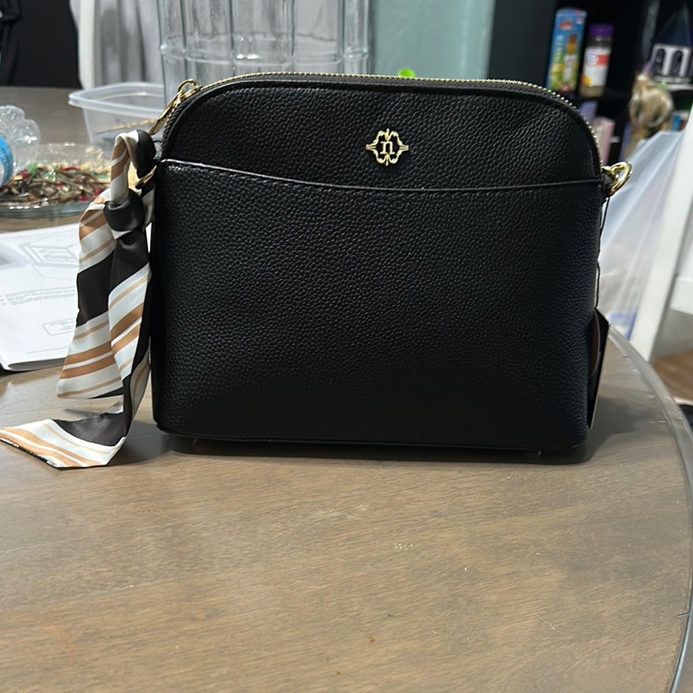 Nanette Lepore Black and Gold Crossbody Bag Sleek Design
